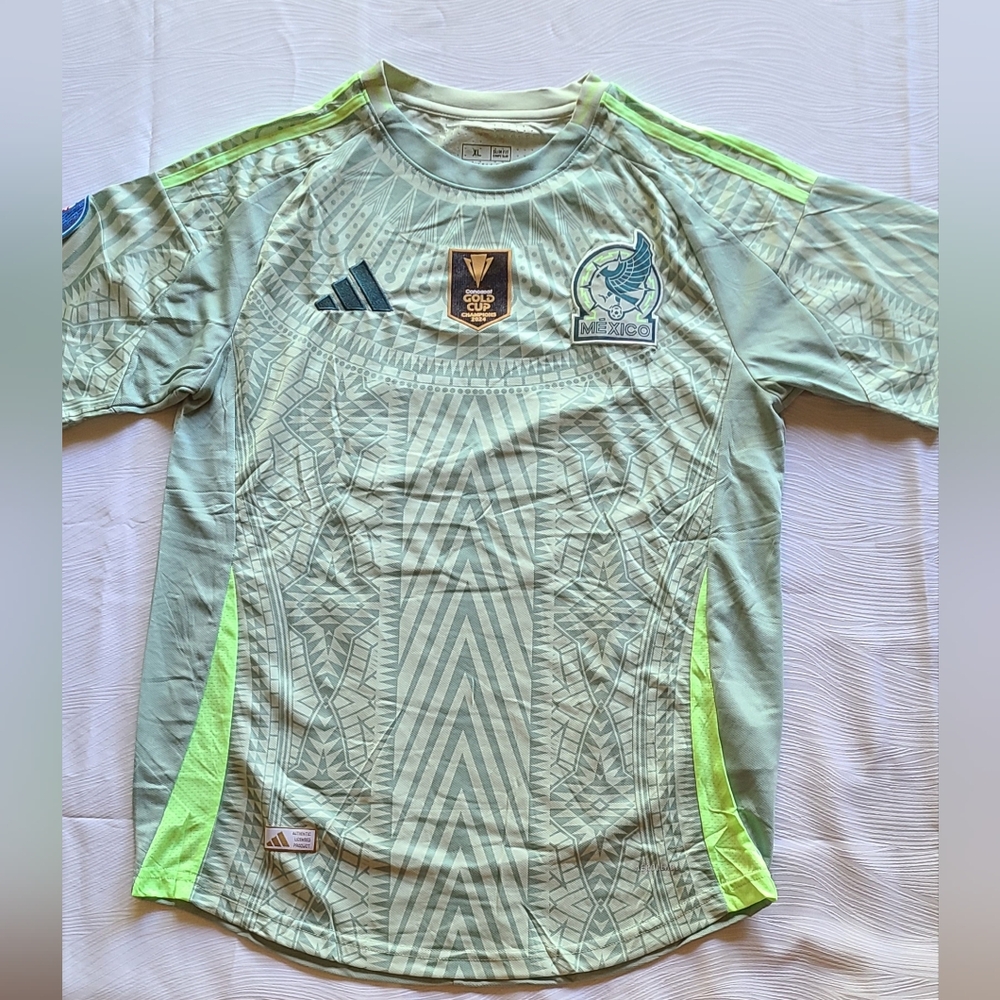 Adidas Mexico Green Patterned Soccer Jersey XL Slim Fit - Picture 5 of 16